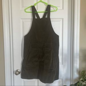 Madewell Velvet Olive Green dress with Pockets